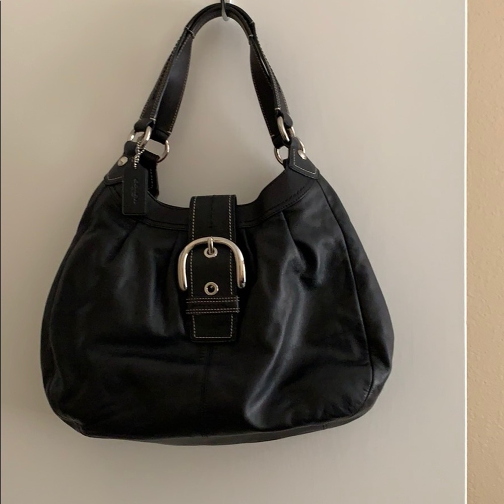 Black leather Coach bag
